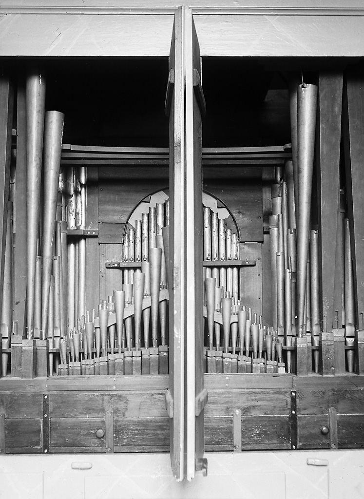 Orgelpipor i Jonsereds kyrka, fotograferat på 1940-talet.
